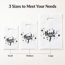 150/30/3pcs White "Thank You" Design Plastic Gift Bag Set - Durable, Stylish, Reusable, 3 Sizes (Small, Medium, Large), Suitable For Retail Or Gift Shop Packaging, Gift Bags, Gift Wrapping, Party Favor Bags, Sturdy Structure, Compact And Portable, Halloween/Christmas/Valentine's Day Gift Bags - White Gift Bag - View 7