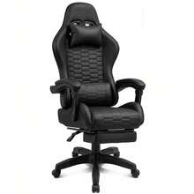 Swivel Gaming And Office Chair – Bucket-Style Seat With Footrest, Adjustable Backrest, Lumbar Pillow, And Headrest; Ergonomic Computer Chair For Gaming, Work, Study, And Relaxation (Supports Up To 140 Kg). - Black - View 2