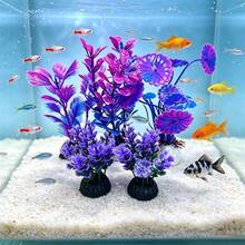 5pcs Artificial Aquarium Plants, Fish Tank Decoration Fake Water Plants, Maintenance-Free, With Base, Sand And Stone Tray Decoration - Happy Aquarium - View 2