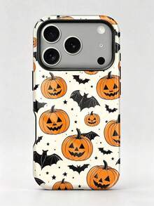 1pc Pink Black Stripe Pumpkin Bat 2-In-1 Film Phone Case,Compatible With IPhone 18 Pro Max 17 Pro Max 16 Pro Max 15 Pro Max 14 Pro Max & 11/12/13/14/15/16/17/18 Pro/Plus - Multicolor - View 5