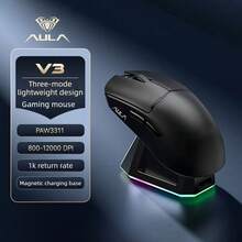 AULA Mouse Gaming Profesional SC680, Koneksi 3 Mode, Sensor PAW3395, DPI yang Dapat Diatur, Tombol Makro yang Dapat Disesuaikan, Pencahayaan RGB, Klik Senyap Tahan Aus. Untuk Gaming & Kantor, Kompatibel dengan Windows, iOS, Android, Perangkat Periferal Komputer Universal. - View 9