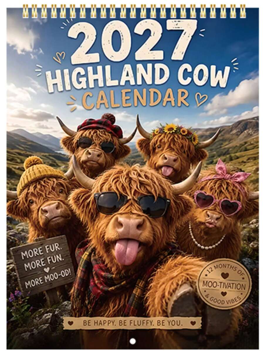 2027 Calendar Highland Cow Theme 12 Unique Exquisite Monthly Planner Schedule Display, Birthday Home Indoor Decor Accessory, Christmas Gift, New Year Gift - Multiple Styles - View 1