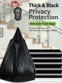 50pcs/100pcs Plastic T-Shirt Bags With Handles, Black Large Kitchen Storage Bags, Used For Grocery And Trash Storage, Suitable For Kitchen, Bathroom, Bedroom, Office, Supermarket, Retail Store And Home Waste Storage - Multicolor - View 2