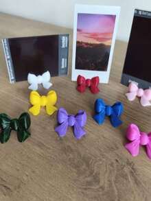 3pcs White/Pink Cute Bow Photo Clips, Bow-Shaped Photo Clips, Suitable For Small Photos, Can Be Used To Display Photos, Notes And Postcards, Bedroom And Living Room Decoration, Desktop Decoration, Warm Small Gift, 1pc - Multiple Styles - View 4