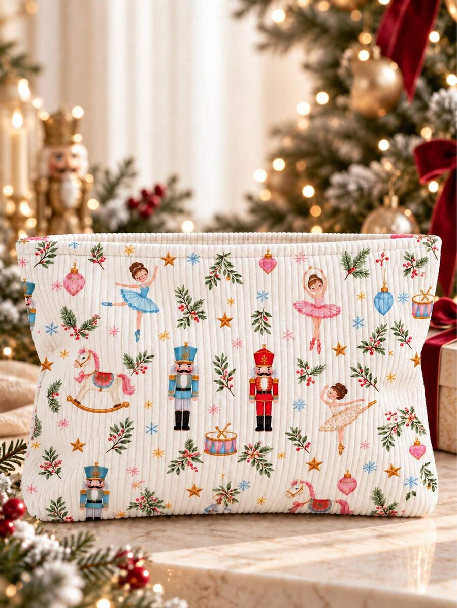 New Nutcracker Print Makeup Bag | French Print Travel Organizer Bag | Travel Essentials | Poolside Must-Have | Toiletry Bag | Pool Storage Bag | Mother's Day Gift | Teacher's Day Gift | Suitable For Moms, Teachers, Friends And Nurses | Home Essentials | Graduation Gift | Easy To Clean Design | Portable Makeup Bag - Multicolor - View 1