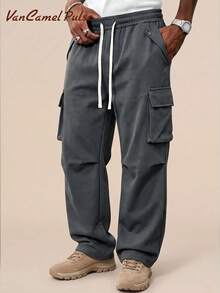 Vancamel Pulse Men's Outdoor Functional Style Sports Long Pants, Versatile Casual Solid Color Minimalist Large Pocket Design - Dark Grey - View 1