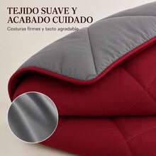 Edredón Reversible de Dos Caras, Colcha Acolchada Suave para Cama, Diseño Liso y Versátil, Ropa de Cama para Dormitorio, 180x240/220x240/240x260 cm - BURDEOS-GRIS OS - Ver 4