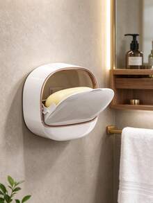 Wall-Mounted Soap Holder, Waterproof Flip-Top Design, Minimalist Soap Box, Suitable For Men And Women, Durable, Applicable For Kitchen, Bathroom, Shower Room, Home Bathroom Decor Storage Accessory, Travel Essential Shower Storage Rack - Multiple Styles - View 6