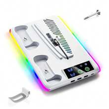 Multi-Functional Cooling Base For P5, P5 Slim, P5 Pro; Fast Charging Station For P5 Controller, Equipped With Charging Indicator, RGB Lighting, USB Port And Headphone Stand. Compatible With P5 Console And P5 Controller. - View 13
