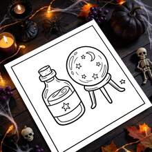 GDTME Halloween Bottle Gothic Style Coloring Book: Skull Jar Pumpkin Candle Halloween Cover, Bold Minimalist Line Thriller Holiday Pages, Suitable For Adult Coloring Hobby - JX-880-halloween Bottle - View 5