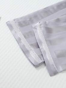 2pcs Satin Striped Pajama Set, Sweet And Cute Lapel Button Long Sleeve Top And Pants, Women's Sleepwear And Loungewear For Home Use - Grey - View 8
