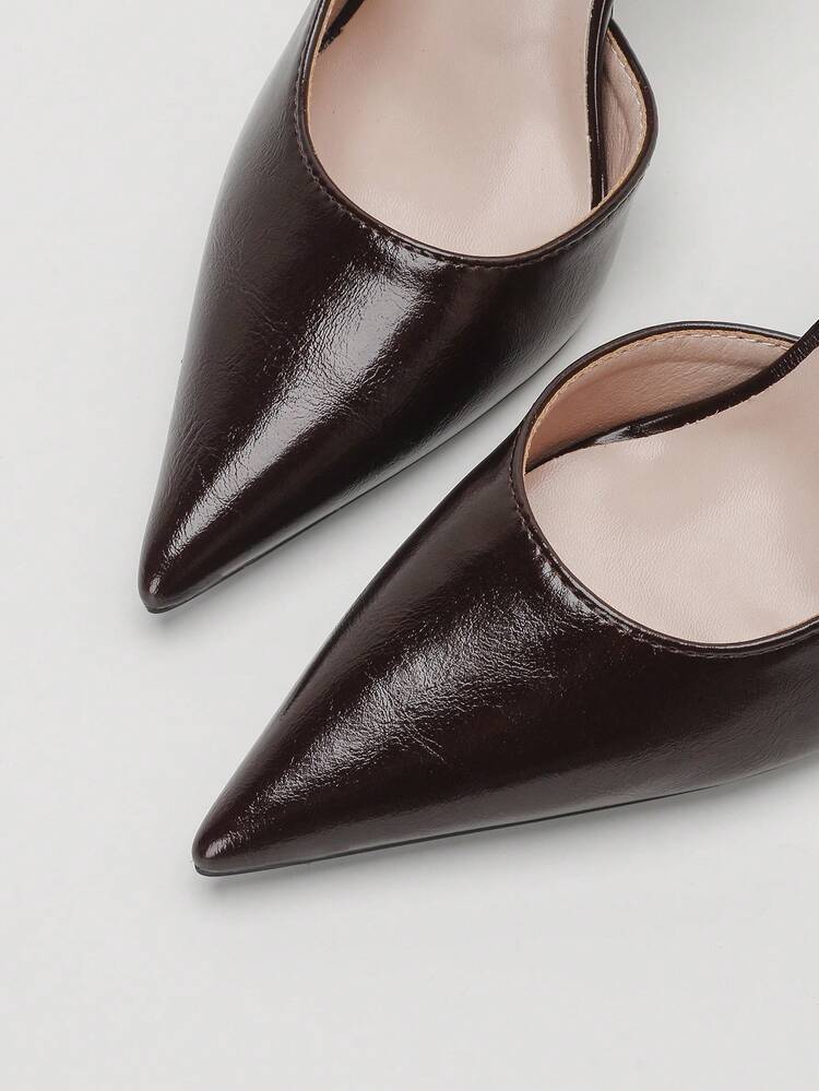 Sexy Nightclub Slim Fit Stiletto Ultra High Heel Low Vamp Side Cutout Pumps - Brown - View 4
