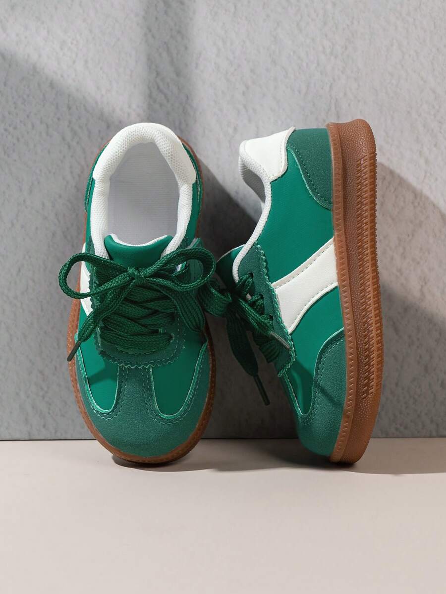 Spring/Autumn Kids' Sports Shoes, Lace-Up Sneakers, Soft Sole, Durable, Casual Running Shoes Suitable For Boys And Girls Students - Green - View 1