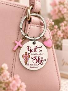 Christian Religious Baptism Gifts For Girls Women Confirmation First Communion Gifts For Daughter Teen Girls Cross Bible Verse Catholic Keychain - Multicolor - View 2