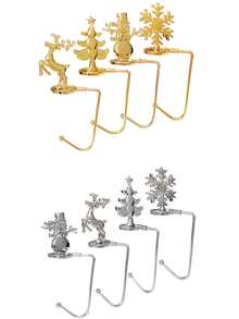 1pc Christmas Stocking Hook, Fireplace Mantel Wreath Hook, Non-Slip Fireplace Mantel Hook, Multi-Function Key Hook, Snowman, Reindeer, Christmas Tree And Santa Claus Design, Bathroom Non-Slip Base Hook, 2pcs - Multicolor - View 12