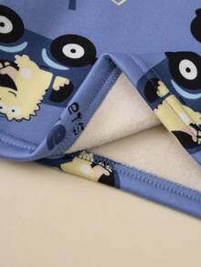 5 Sets Send 1 Set Random Young Boy Fleece Lined Thickened Dinosaur Print Long Sleeve Long Pants Pajama Set Autumn Wear Home Clothes - Light Grey - View 6