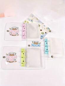 Mini Loose-Leaf Pill Organizer, Cute Printed Transparent PVC Pill Storage Book, Pill Storage Bag, Portable Pill Case, Suitable For Travel And Daily Use - Multicolor - View 6