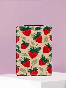 1PC Ins Fruit Series Portable Vanity Mirror, Foldable Lightweight Ultra-Thin Convenient Hand Mirror, PU Leather, Suitable For Multiple Scenarios And All People, Rectangular Mirror, Pocket Mirror, Fresh Cartoon Strawberry Pattern Design, Exquisite And Delicate, Easy To Carry, Handheld Makeup Mirror, 180° Flip Cover, Multi-Functional Mini Mirror, Compact Mirror, Mirrors - Multicolor - View 6