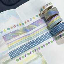 5pcs/Set Ins Style Silver Foil Star Washi Tape, Super Shiny Planner DIY Collage Decoration Polka Dot Five-Pointed Star Tape Roll - Multicolor - View 15