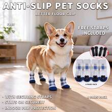 Dog Anti-Slip Pet Socks With Straps To Prevent Slipping, Indoor Paw Protection To Prevent Floor Scratching, Soft And Skin-Friendly, Home Pet Foot Covers - Blue - View 7