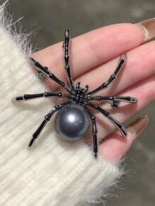 1pc Exaggerated Spider Creative Brooch, Suitable For Men And Women, Perfect For Party, Clothing, Scarf And Other Accessories, Can Be Worn As A Pin Or Gift - Gun Black - View 1