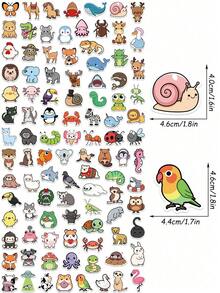 somoving 100pcs Cartoon Animals Sticker Aesthetic Cute Graffiti Decals For Laptop Luggage Computer Scrapbook Stationery Phone Sticker Kids Gifts - Multicolor - View 6