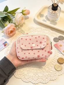 1pc Cute Quilted Small Coin Purse Mini Zipper Card Holder Wallet Portable Lipstick Earphone Storage Pouch Zipper Makeup Bag For Girl Travel Daily Use - Multicolor - View 5
