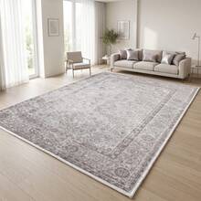 Washable Modern Minimalist Patterned Area Rug – Scandinavian Geometric Design, Contemporary Washable Carpet For Living Room, Bedroom & Home Decor - Dusty Pink - View 4