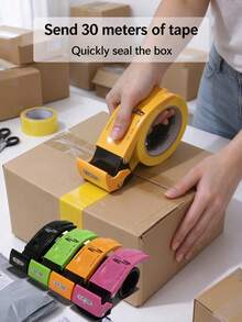 1 Pack Heavy Duty Tape Gun Dispenser With 30m Tape, One-Handed Carton Sealing Tool & Cutter, Ergonomic Box Taping Gun For Shipping, Moving, Warehouse, Packaging - Multicolor - View 1