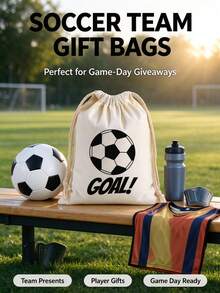 Cartoon Soccer GOAL Drawstring Bag, Fashionable Sports Storage Bag, Portable Outdoor Training Small Cloth Bag, Soccer Theme Gift Bag, Student PE Class Equipment Storage Bag. Fun Q-Version Soccer Print Design, Energetic Style, Drawstring Closure Design For Easy Access, Conveniently Store Shoes, Wristbands, Towels, Small Items - Drawstring Bag - View 12