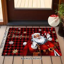 1pc Kitchen Floor Mat, Soft Faux Cashmere Material, Christmas New Year Theme Flannel Rug, Kitchen Entryway Anti-Slip Mat, Entrance Door Mat, Bedroom Door Mat, Suitable For Multiple Scenes Anti-Slip Floor Mat, Room Decor, Holiday Gift - Multicolor - View 12