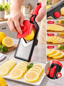 1 Set Adjustable Stainless Steel Blade Handheld Vegetable Slicer Kitchen Tool - Multicolor - View 1