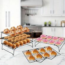 Conjunto de Grade de Resfriamento de Aço Inoxidável com 1/2/3 Níveis, Utensílios de Cozinha para Assar, Pequenos Utensílios de Cozinha, Grade de Armazenamento Multifuncional - Antiaderente, Empilhável, Adequado para Forno, Assar e Cozinhar - Fácil de Limpar, Essenciais de Cozinha Duráveis - Visão 12