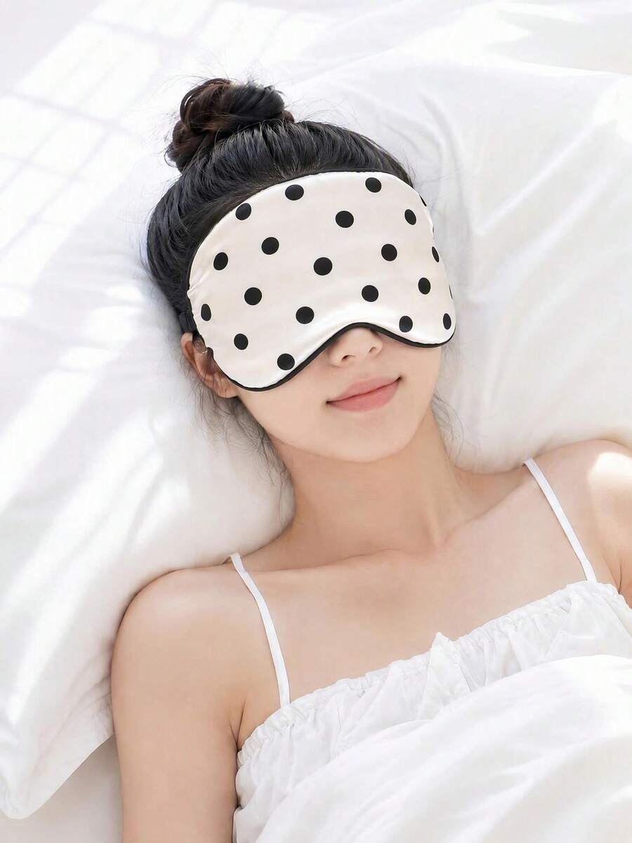 2/1pc Double-Sided Polka Dot Sleep Mask – Breathable Light-Blocking Eye Cover