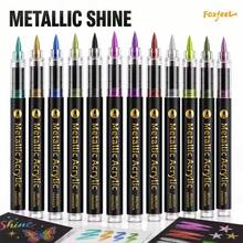 24/36/48 Colors Metallic Markers Set, Suitable For Glass Cups, Stone Painting, Black Paper Writing, Greeting Card Making, Scrapbooking & DIY Photo Albums - Direct-flow Metal Marker - View 4
