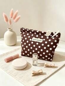 2/1pc Cute Water Drop & Star Pattern Makeup Organizer Bag, Zipper Large Capacity Travel Toy Leather Bag, Portable Soft Cosmetic Skincare Daily Small Items - Multicolor - View 9