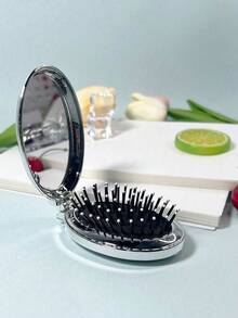 قطعة واحدة من إكسسوارات الشعر اللطيفة مرآة قابلة للطي مع مشط وإكسسوارات شعر DIY، مرآة جيب محمولة، مشط صغير بوسادة هوائية، أداة تصفيف الشعر، إكسسوار للجنسين - متعدد الألوان - مشاهدة 8