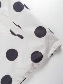 Women's Plus Size Polka Dot Print Drawstring Hood Full Zip Fashion Jacket - Green With Black Polka Dots - View 4