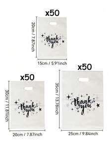 150/30/3pcs White "Thank You" Design Plastic Gift Bag Set - Durable, Stylish, Reusable, 3 Sizes (Small, Medium, Large), Suitable For Retail Or Gift Shop Packaging, Gift Bags, Gift Wrapping, Party Favor Bags, Sturdy Structure, Compact And Portable, Halloween/Christmas/Valentine's Day Gift Bags - White Gift Bag - View 11