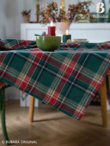 Christmas Green Plaid Tablecloth, Classic Tartan Rectangular Table Cover For Holiday Dining, Farmhouse Kitchen, Christmas Party & Winter Home Decor Christmas Home Decor Christmas Decor Christmas Decorations For Home - Multicolor - View 5