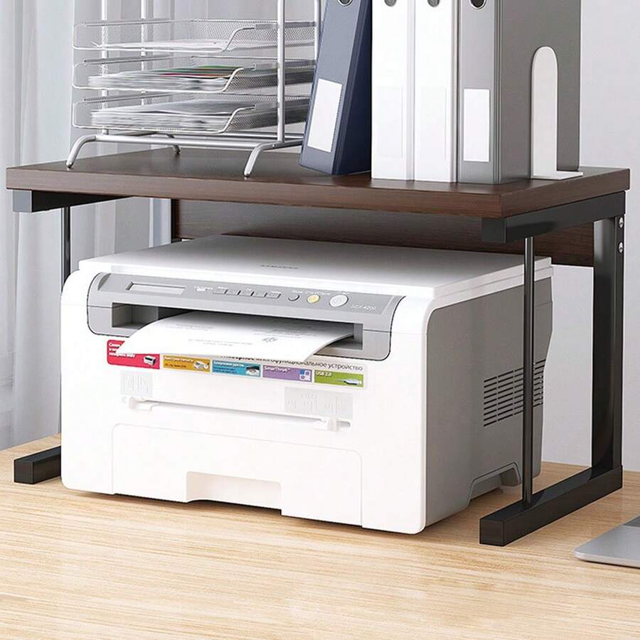 2-Tier Baker's Rack Microwave Oven Rack, Kitchen Counter Storage Organizer, Printer Shelf Fax Rack For Living Room Office - Walnut - View 1