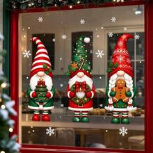 1/3Pcs Christmas Gnome Static Window Clings, Static Cling Reusable, Xmas Gnomes, Gingerbread Man, Christmas Tree & Wreath Print, For Home & Shop Window, Christmas Home Decor - Multicolor - View 2