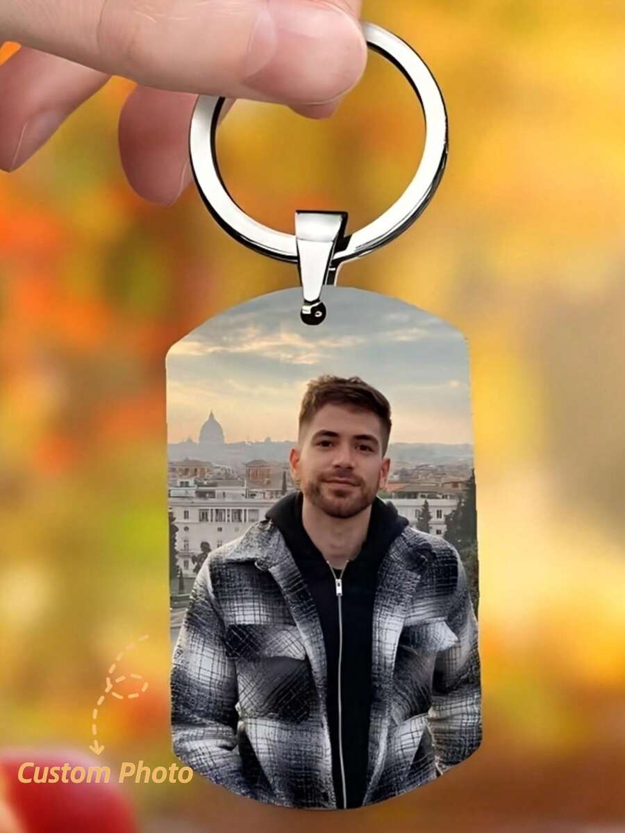 Custom Photo Keychain, Custom Keyring Gift, Engraved Boyfriend GirlfriendPresent, Personalized Anniversary Gift For Him Her - Multicolor - View 1