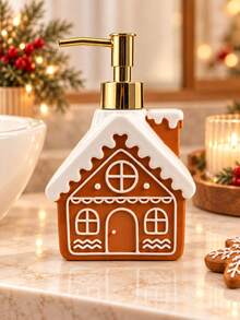 Exquisite Gingerbread House Shaped Press Soap Dispenser - Holiday Christmas Style Decor, Suitable For Hand Soap Or Dish Soap, Perfect For Bathroom And Kitchen Countertop - Multicolor - View 6