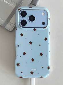 New Pink Star Pattern Phone Case, Compatible With IPhone 18 Pro Max 18 Pro 17 Pro Max 17 Pro 16 Pro 16 15 Pro Max 13 14 12 Pro 14 15 16 Plus 17 13 15 16 11, Cute Y2K Aesthetic Shockproof Protective Cover - Blue - View 1