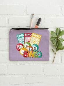 Bingo Letter Print Travel Toiletry Bag, Colorful Ribbon Decor, Cartoon Fun Multi-Function Canvas Bag, Charger Storage Bag, Travel Makeup Essentials Bag: Women's Travel Essentials Bag, Unisex Zipper Bag, Lightweight Travel - Multicolor - View 16