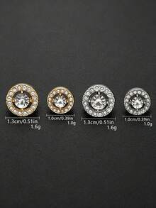 10 Buah Kancing Logam Mewah Berongga dengan Hiasan Berlian Imitasi 10/13mm, Kancing Bulat Berlian Imitasi Dua Warna Emas & Perak untuk Mantel, Blazer, dan Jaket Wanita, Kancing Dekoratif Pengganti - Beraneka warna - View 6
