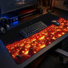 1pc Halloween Jack O Lantern Gaming Desk Mat, Multi-Purpose Makeup Nail Art Table Pad, Large Non Slip Desktop Protector S/M/L/XL - View 1