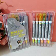 6pcs/Pack Dual-Color Erasable Fluorescent Markers, Layered Colors, Dual ...
