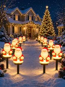 Solar Santa Claus Pathway Lights, IP65 Waterproof Stake Lights With 8 Lighting Modes, Auto On At Dusk, 8H Working Time, Outdoor Ground Lights For Yard Garden Walkway Driveway Christmas Decorations - Multicolor - View 8